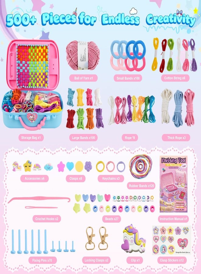 Nicella 6-in-1 Friendship Bracelet Making Kit,Weaving Loom Kit Toys, 500+ Pcs Craft Kits For Kids,A multi-functional Weaving loom that can be used to make Bracelet, potholder, pendants, bags, hats and scarves - Image 3